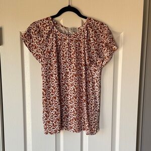 LOFT Rust and White Floral Blouse